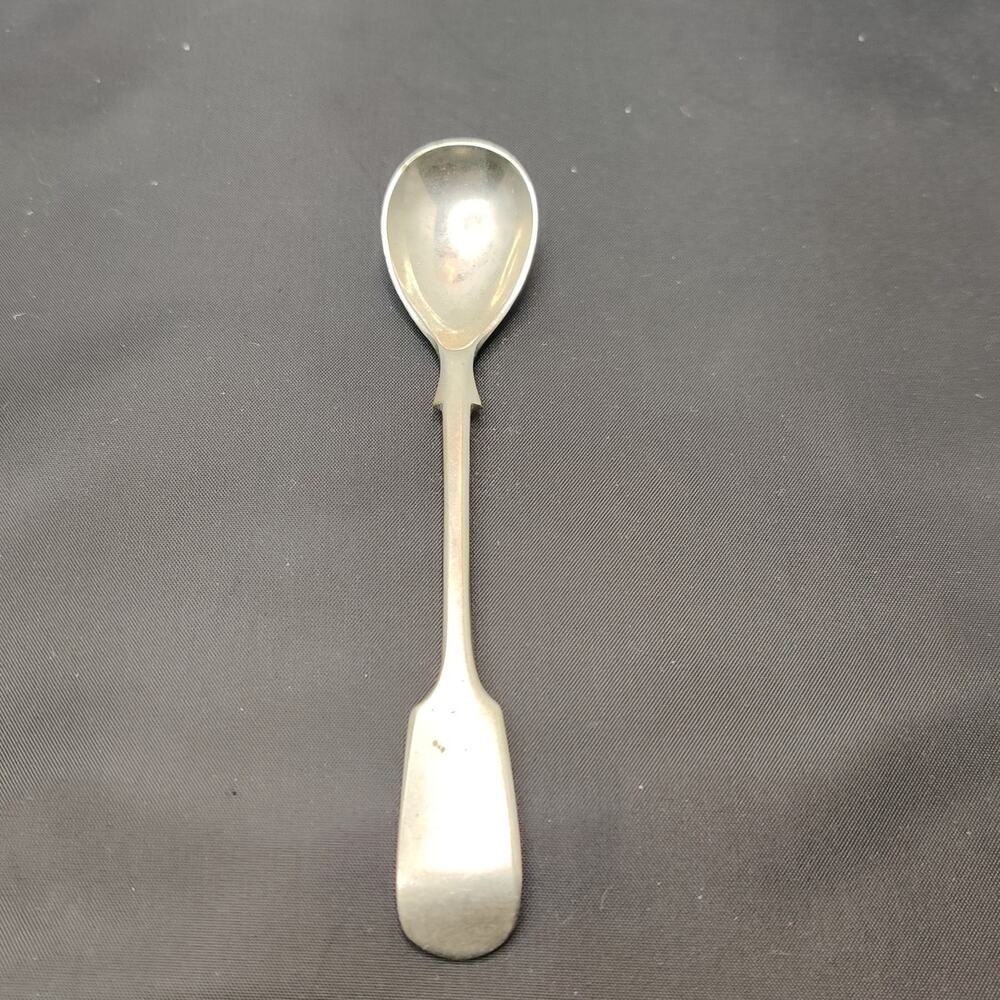 Antique William Page & Co Silverplate Salt Spoon Crown Fan Hallmarks